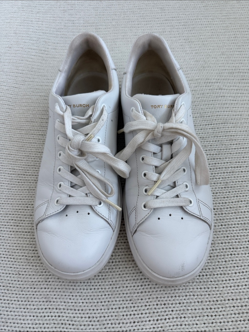 Tory Burch Howell Court Leather Sneakers White Size 9